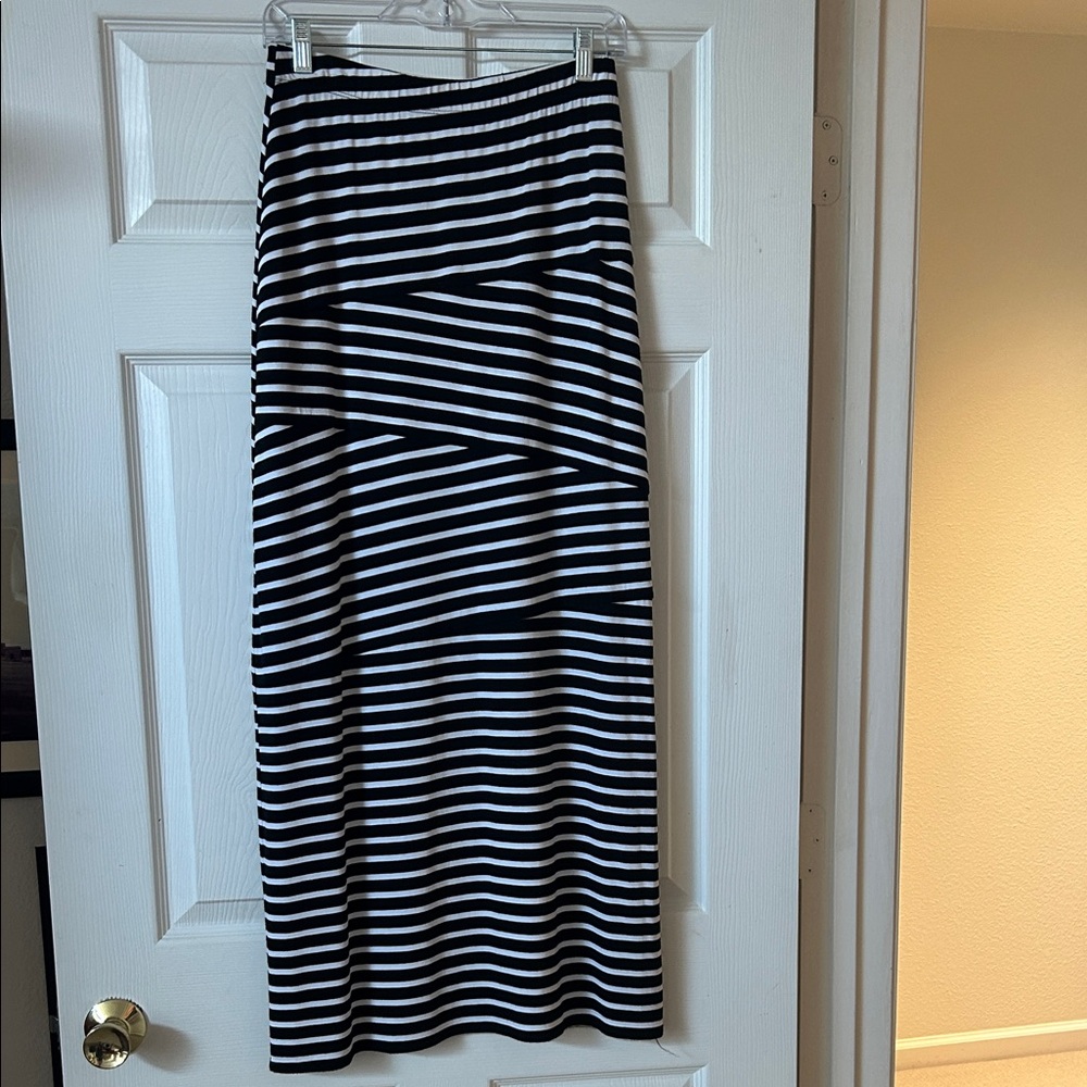 Chico's Black and White Striped Maxi Skirt